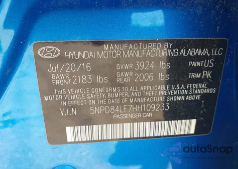 2017 Hyundai Elantra Se из США, поврежденный, VIN 5NPD84LF7HH109233